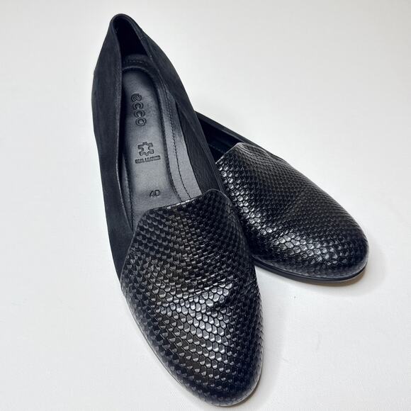 ECCO Touch Ballerina 2.0 Women's EU 40 US 9 - 9.5 Black Leather Flats Slip On - Picture 2 of 10